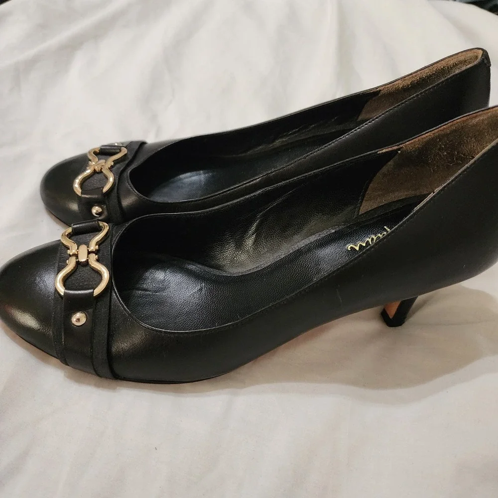 Cole Haan Womens Horsebit Black Leather Pumps Size 8B GUC Lux‎ Elevated Style